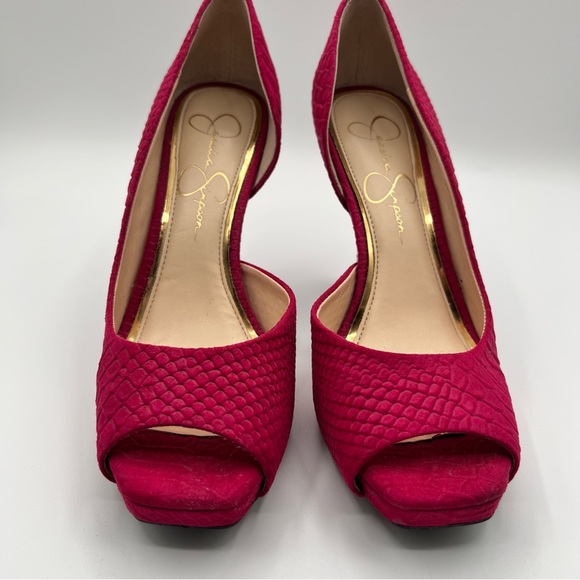 Jessica Simpson Shoes - Jessica Simpson Hot Pink Snake Heels